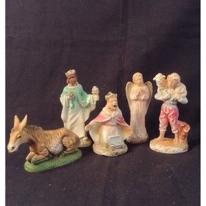 VINTAGE CHRISTMAS PARTIAL NATIVITY MANGER SCENE PLASTIC  FIGURINES